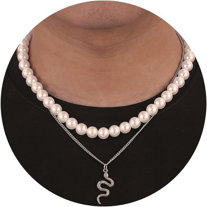 Stainless Steel Cuban Chain Necklace For Men Silver Double Layer_voghion.com