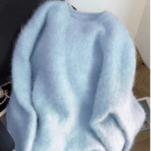现货水貂毛温柔软糯毛衣女慵懒风高级感加厚针织上衣秋冬2023新款