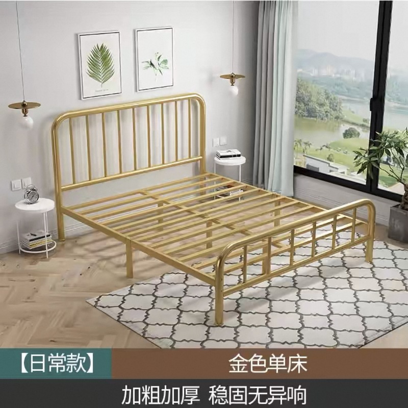 モダンでシンプルなダブルアイアンベッド、厚みのある家庭用アイアンベッド、大人と子供用のシングルスチールフレームベッド、アイアンシェルフベッド|undefined