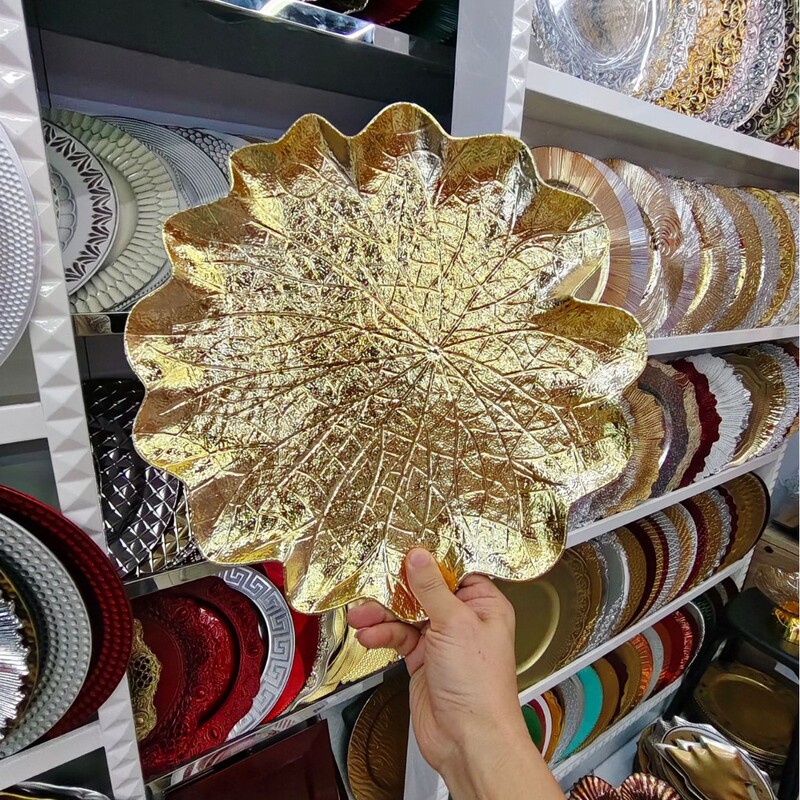 Polygonal New European-Style Electroplated Round Plate Hotel Wedding Birthday Banquet Charger Plate Plastic Plate Chargerplate Polygonal New European-Style Electroplated Round Plate Hotel Wedding Birthday Banquet Charger Plate Plastic Plate Chargerplate