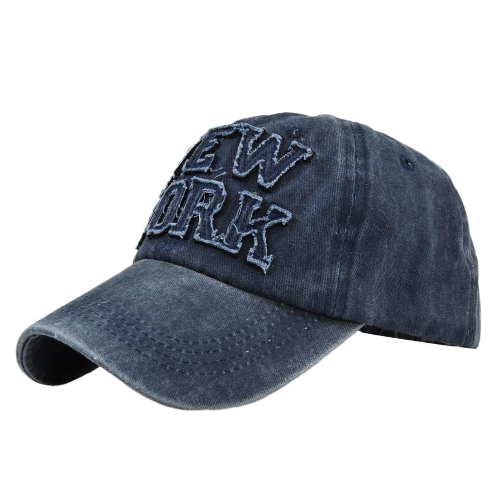 Washed Baseball Cap New York 3d Embroidered Curved Brim Hat_voghion.com