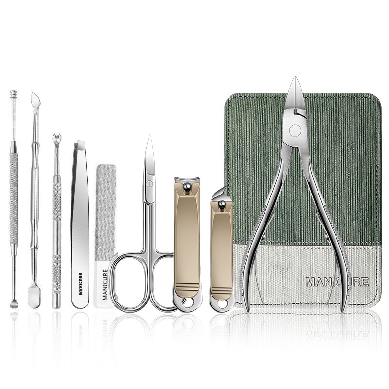 Conjunto de 9 piezas con patrón vertical verde asequible