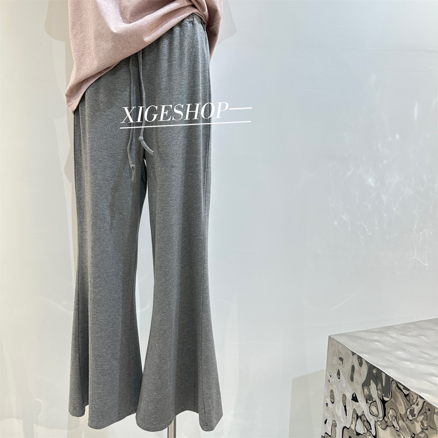 High-Waisted Drawstring Women's Slimming Leg-Lengthening Versatile Drape Narrow Elastic Waist Casual Flared Sweatpants Summer