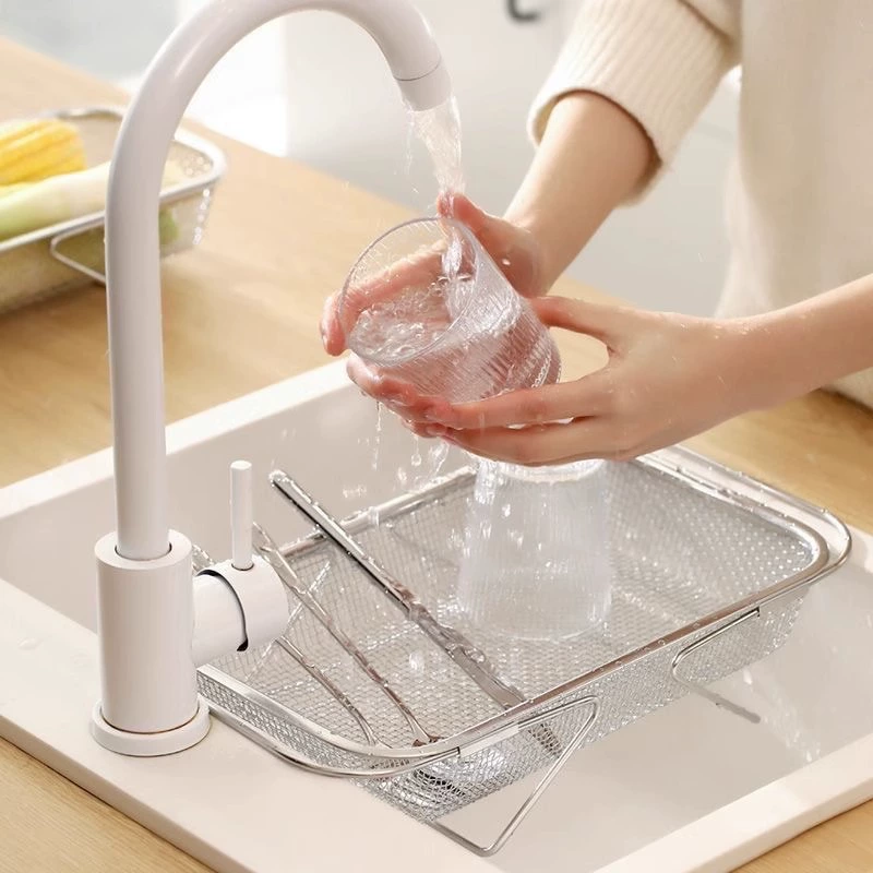 Retractable Stainless Steel Drain Basket for Kitchen Sink, Rust-Resistant Water Filter Tool
