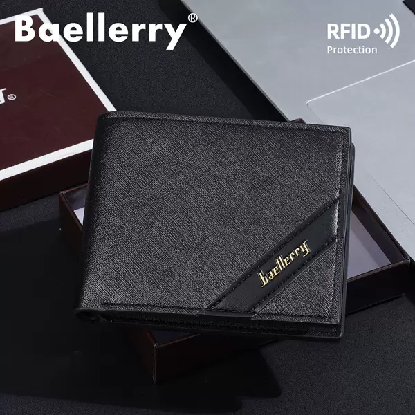 Cross-Border Spot Anti-Magnetic Theft Men's High-End Rfid Men's Short Coin Zipper Bag Wallet Wallet
