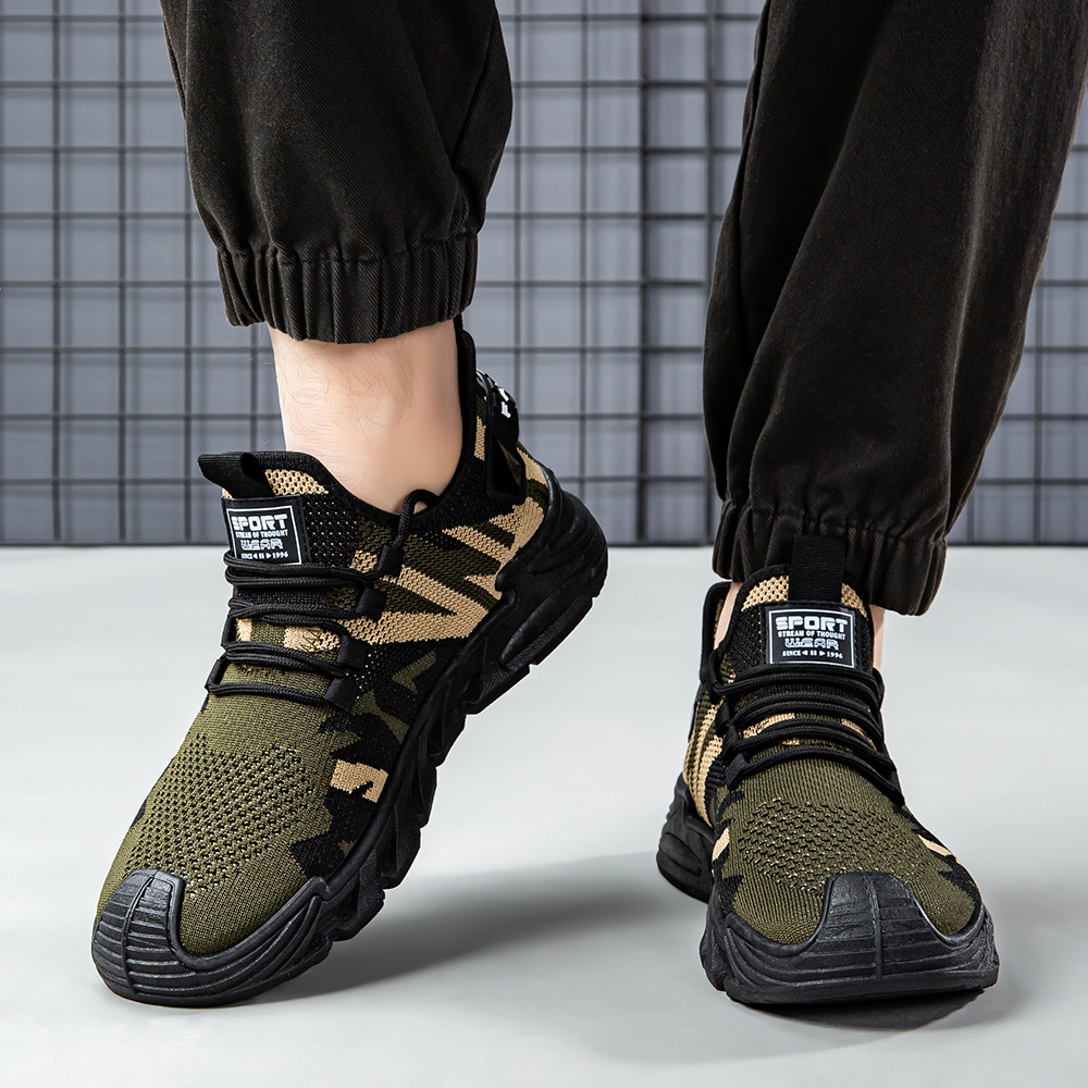 Zapatos de hombre de verano nuevos zapatos deportivos de hombre de tejido aéreo de malla ligera con suela gruesa de moda zapatos casuales al aire libre