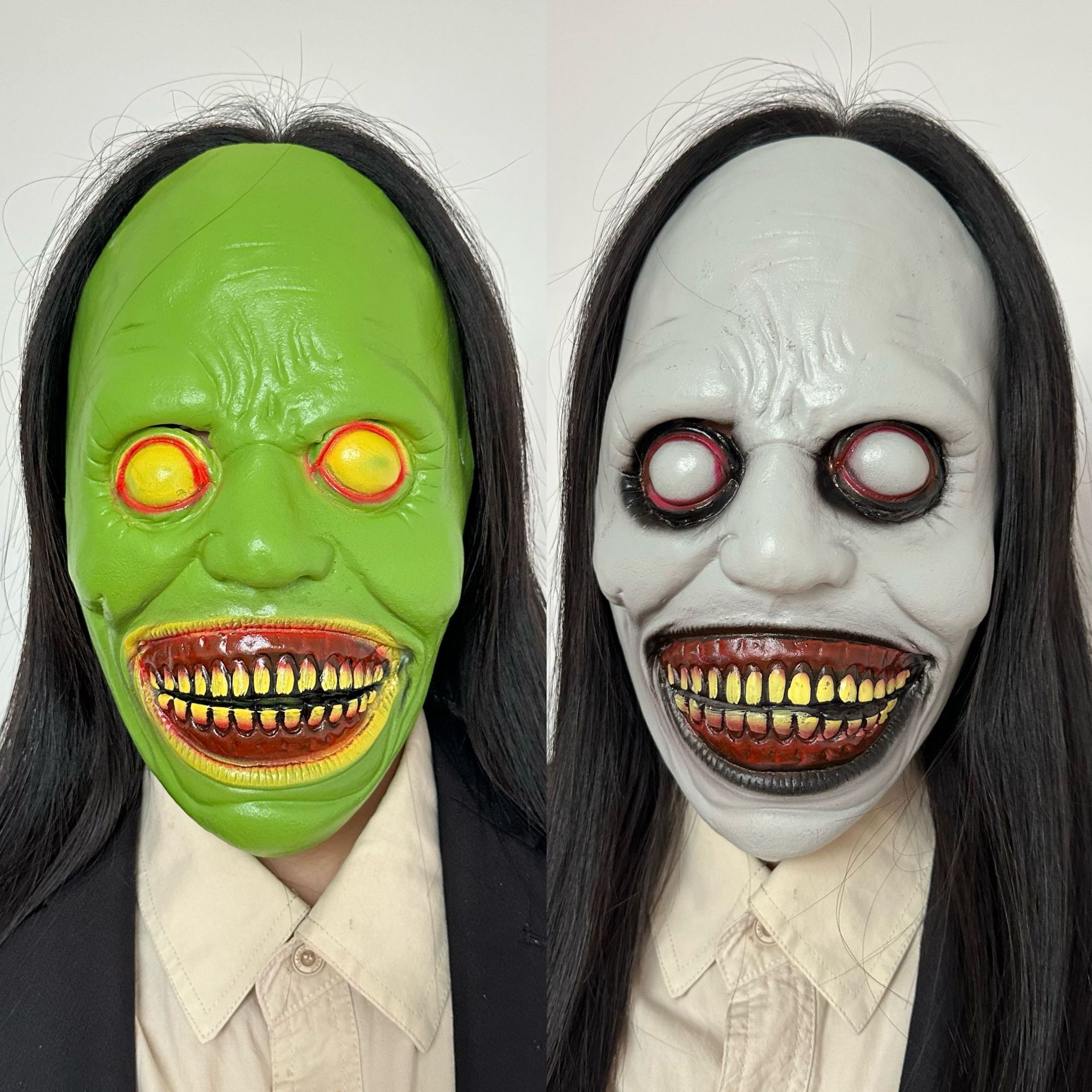 Halloween Horror Green Demon Mask Amazon Best-Selling Exorcist Mask Party Costume Latex Headband 