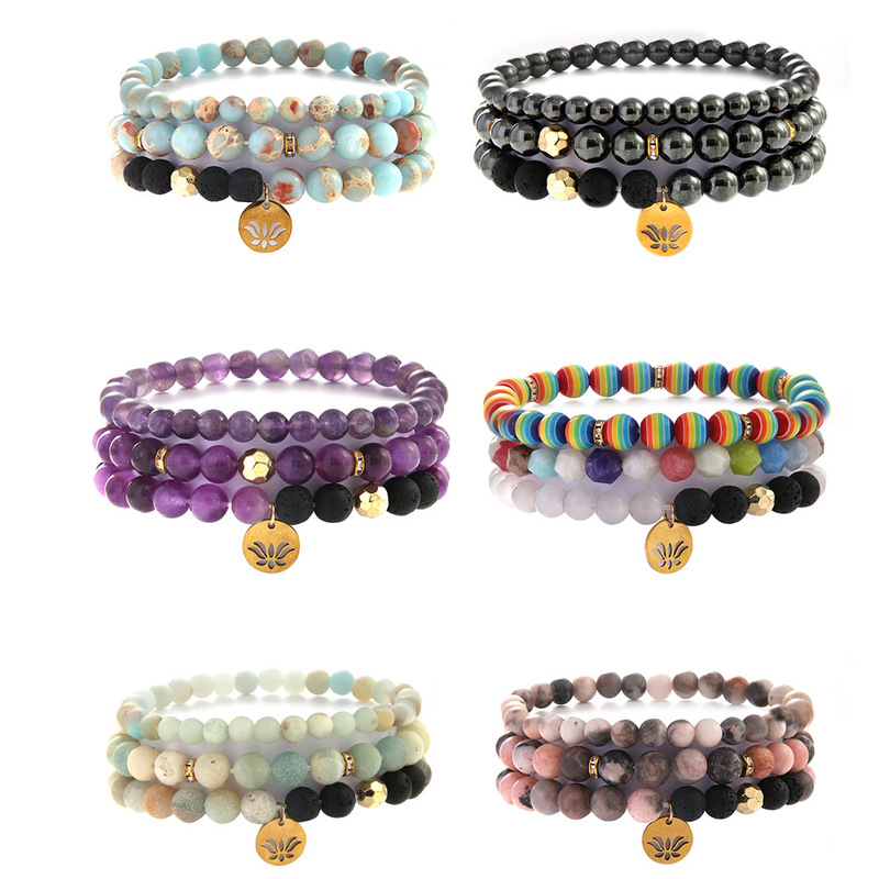 Yoga Weight Loss Healing Bracelet Fashion Simple Style Cross-border Explosive Bracelet Natural Stone Beaded Elastic Bracelet Jewelry