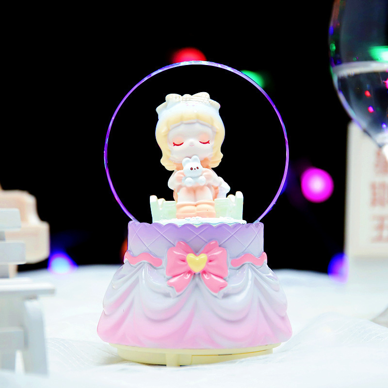 Nuevas estrellas de dibujos animados desean decorar bolas de cristal nieve brillante atmósfera interior de ocho cajas de sonido regalo para estudiantes