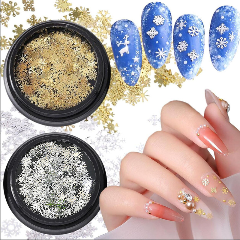 Christmas nail art decorations, nail snowflake computer stickers, silver and gold mixed metal nail patches Christmas nail art decorations, nail snowflake computer stickers, silver and gold mixed metal nail patches
