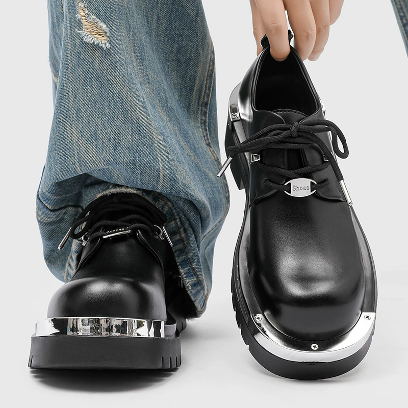 2025 новая модная черная рабочая одежда для парикмахеров, туфли Martin, универсальные кожаные туфли с большим носком, модные 8799-J