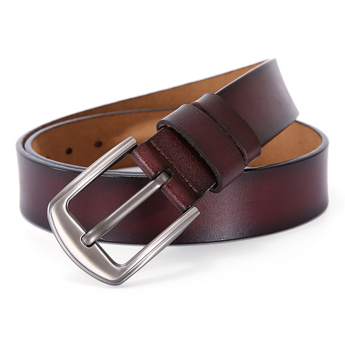 Men's Leather Belt, Simple Black Retro Pants Belt, Trendy Calfskin Leisure Pin Buckle Belt, One Piece Dropshipping