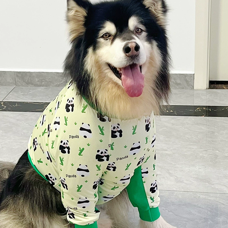 Оригинальный мультфильм Panda Иллюстрация домашних животных локоть одежда собачьи суставы одежда для больших собак летом прохладная ткань