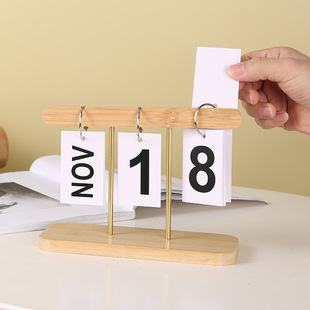 Modern Wooden Flip Calendar Desktop Hanging Bedroom Study Office Desktop Decoration Photo Props Perpetual Calendar