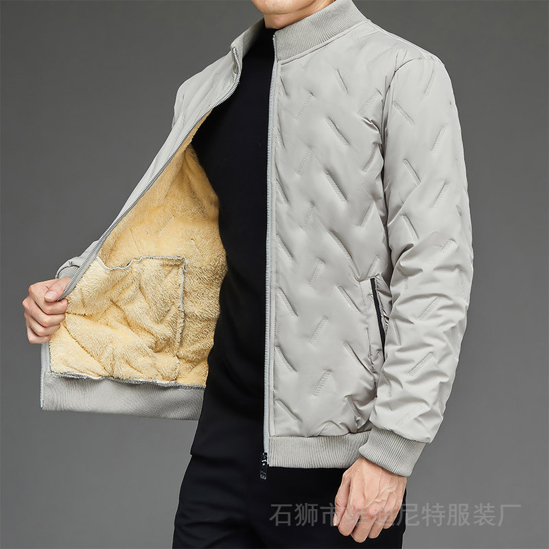 Chaqueta de Plumón para Hombre 2024, Chaqueta de Invierno con Forro Polar, Gruesa, Informal, para Hombres de Mediana Edad, Cuello Alto, Lana de Cordero