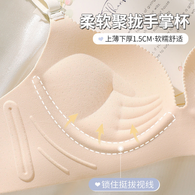 无痕内衣女小胸聚拢显大显圆无钢圈上托收副乳防外扩一片式文胸罩|undefined