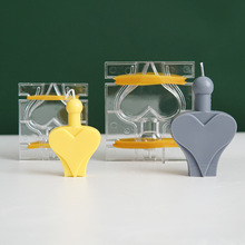 立體桃心愛心蠟燭模具 兩片式撲克牌桃心造型塑料模具 pc蠟燭模具