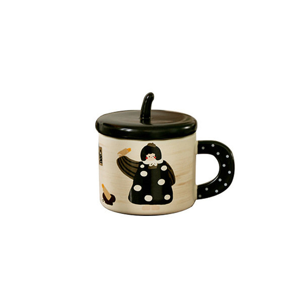 Middle -aged style cute ceramic cup with lid high face value Mark…