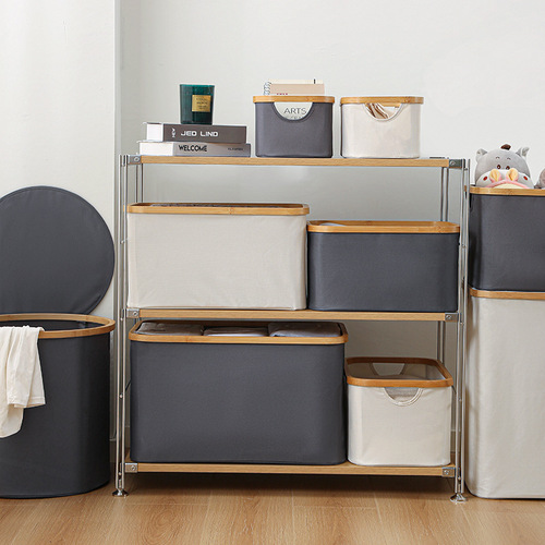 Stain Basket Household Storage Basket Foldable Laundry Basket Bamboo Fabric High-end Fashion Clothes Storage Basket