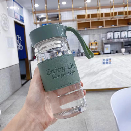 Stylish Borosilicate Glass Water Cup, Portable for Men and Women, with Lid, Simple Transparent Cup, with Cup Cover, On-the-Go Tea Cup