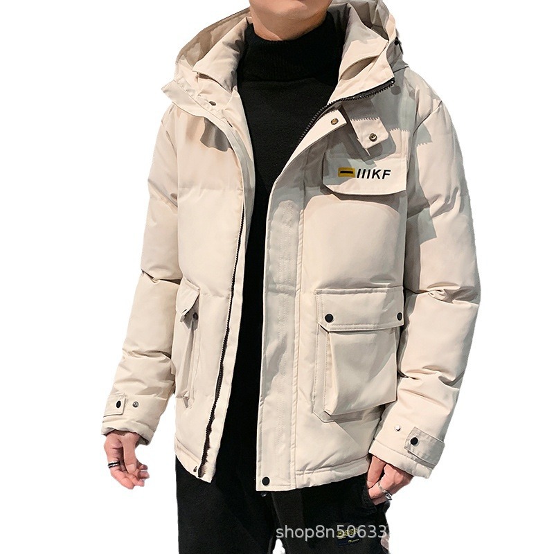 Invierno nuevos hombres de la moda casual con capucha de algodón acolchado abrigo cálido a prueba de viento de algodón-acolchado abrigo de moda negro de los hombres de moda más tamaño