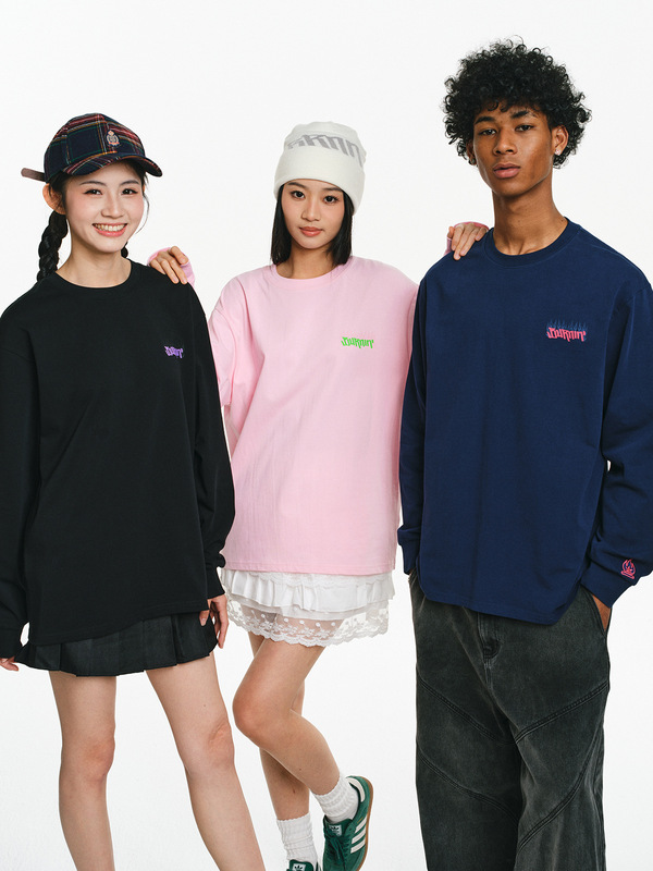 Bjrmln* Small Flame Flame Horizontal Long-Sleeved T-Shirt Men's Casual Versatile Loose American Street Bottoming Shirt Top