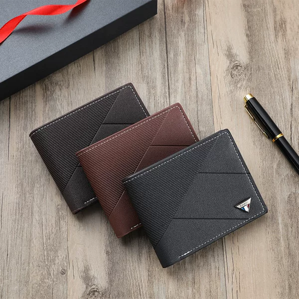2026 New Men's Wallet Short Style Simple Card Holder Zipper Driver's License Wallet Large Capacity Portable Wallet in Stock
