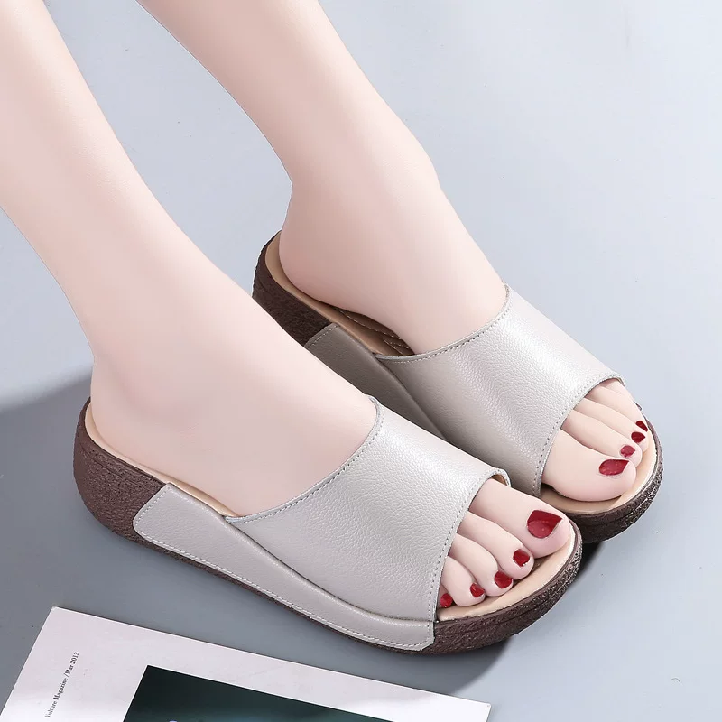 Summer slippers platform for leisure, footwear, sandals, plus size