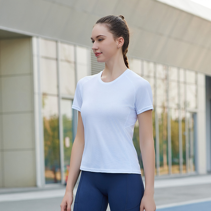 Nuevos deportes de ocio en verano, Fitness rápido, seco, transpirable, absorción de sudor, cuello redondo, manga corta, maratón femenino, carrera de montañismo