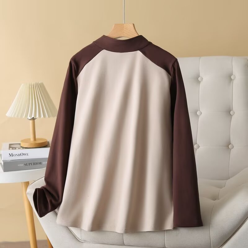 2024 Autumn Winter New Color-Block Half-Zip Sweatshirt For Women Fashion Cat Print Long Sleeve Versatile Top H72 2443_voghion.com