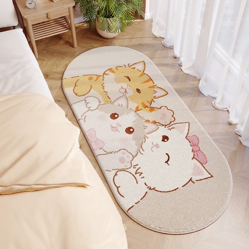 Meow Meow Teaching - 타원형 도트 셰르파 바닥 매트