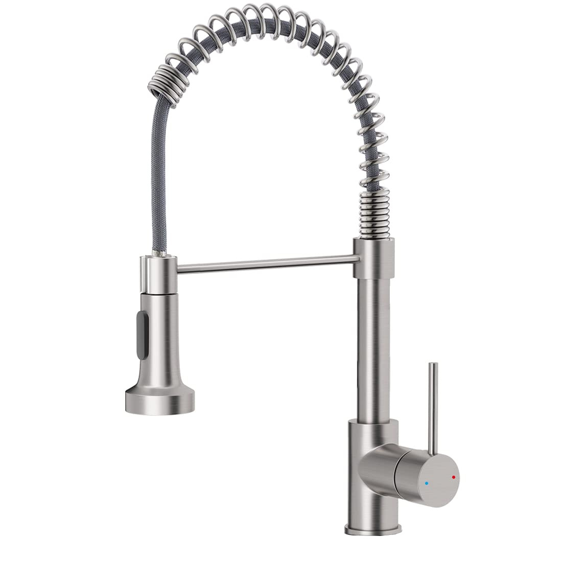 Grifos de extracción de cocina caliente y frío de doble control primavera grifo caliente y frío fregadero de acero inoxidable agujero único fabricante al por mayor transfronterizo