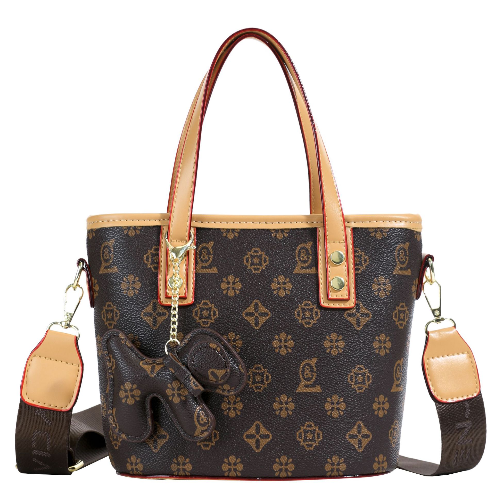 2025新款跨境女包高级感水桶包时尚女士百搭菜篮子印花单肩斜挎包