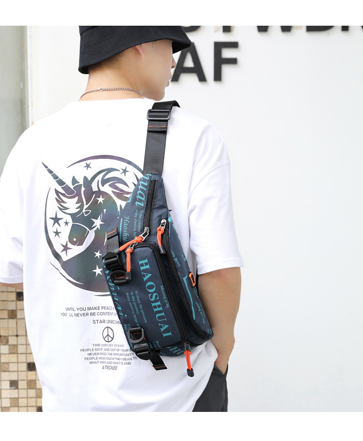 This men's waist bag is a small, lightweight, Instags-style Korean-style chest bag, a versatile and fashionable hip-hop single-shoulder crossbody small bag undefined