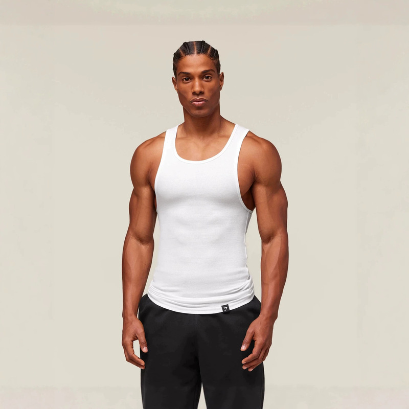 Gym Shark Shark Summer Men's Vest Muscle Sports Fitness Basic Elastic Ribbed Knitted Sleeveless Vest Gym Shark Shark Summer Men's Vest Muscle Sports Fitness Basic Elastic Ribbed Knitted Sleeveless Vest