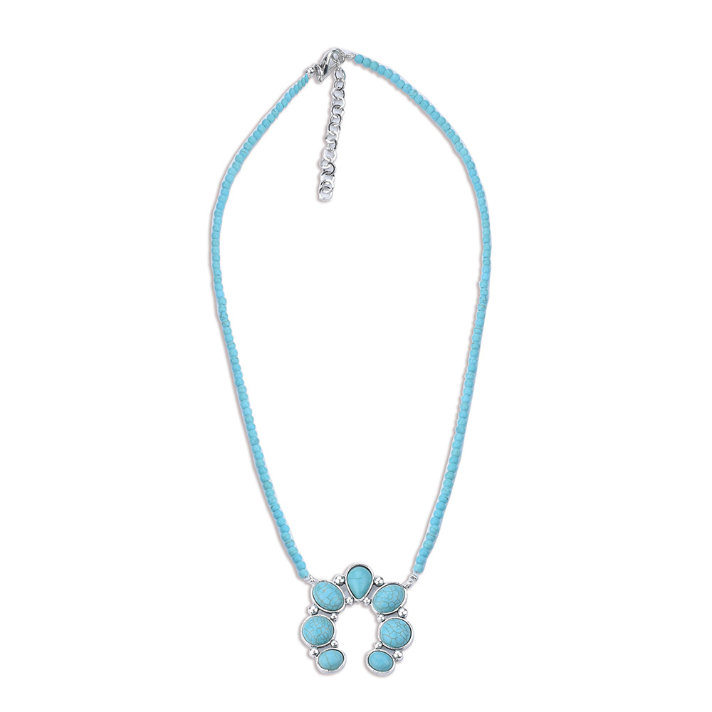 Casual Flower Alloy Plating Inlay Turquoise Women's Pendant Necklace display picture 5