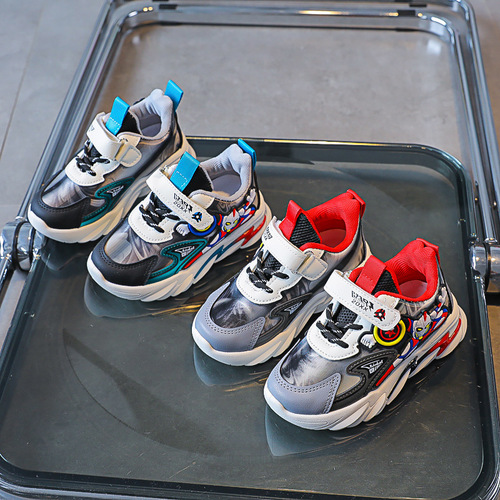 Children's sports shoes baby leather boys' sports shoes 2024 winter new style medium and large children's cartoon children's leather shoes