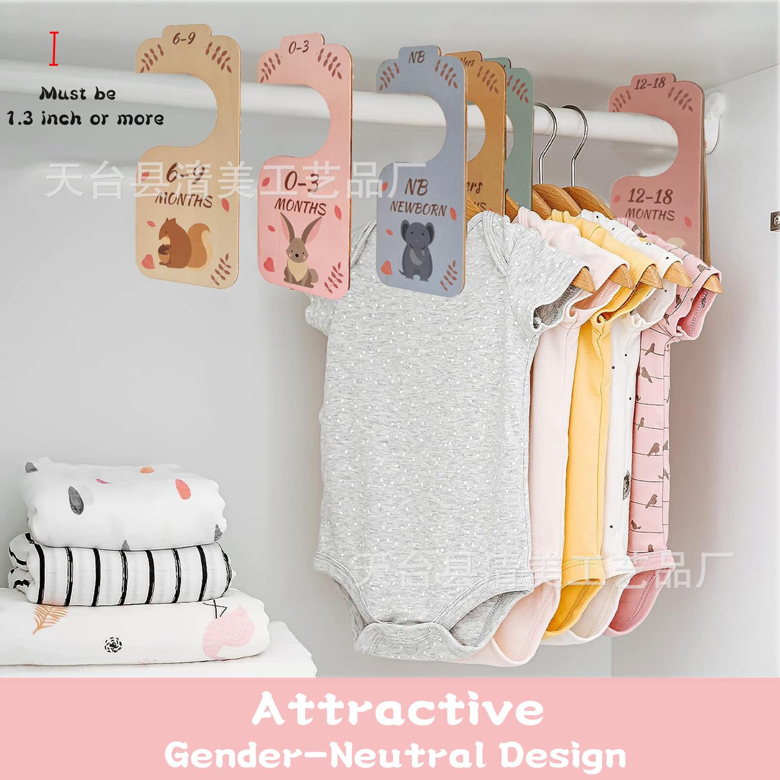 Divisor de armario de bebé de doble cara de madera Divisor de recién nacido Clasificación de ropa y regalo de decoración de jardín de infantes