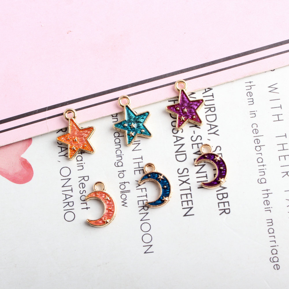 Simple Style, Korean Style Style 10 PCS/Package Alloy Star Moon Pendant DIY Jewelry Accessories Bracelets