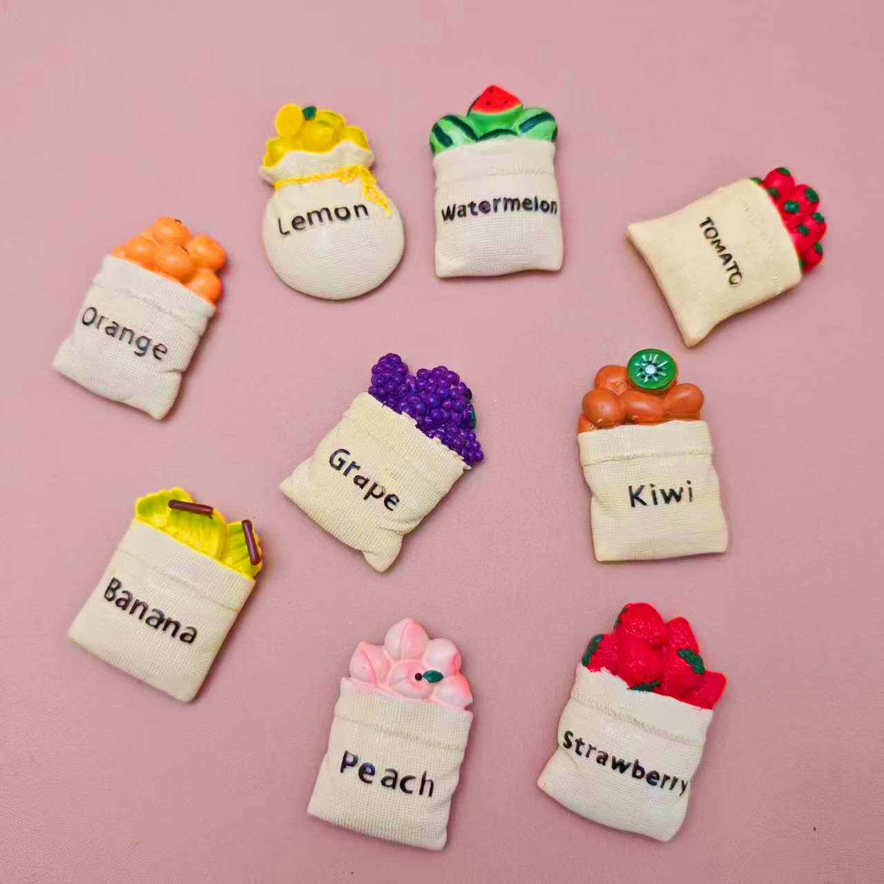 番茄布袋水果冰箱贴树脂磁吸贴带磁铁趣味创意跨境抖音文创装饰