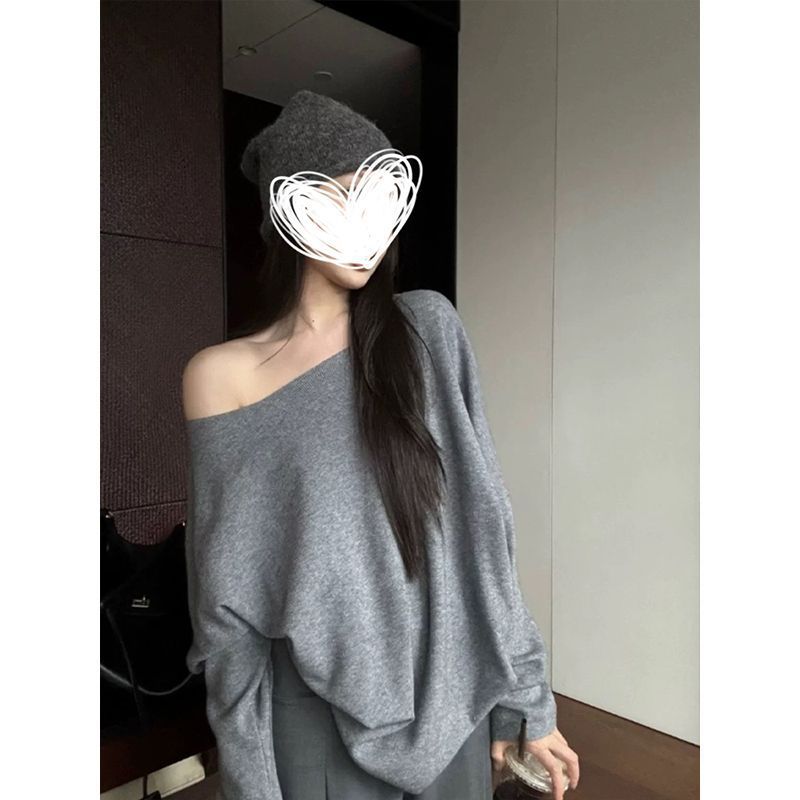 2025显瘦秋季新款时尚韩版慵懒风蝙蝠袖针织上衣女设计感宽松T恤|undefined