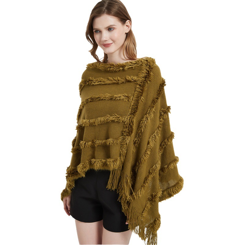 Spot foreign trade cross-border hot new spring and autumn and winter V collar solid color knitted plush European and American shawl wholesale manufacturers