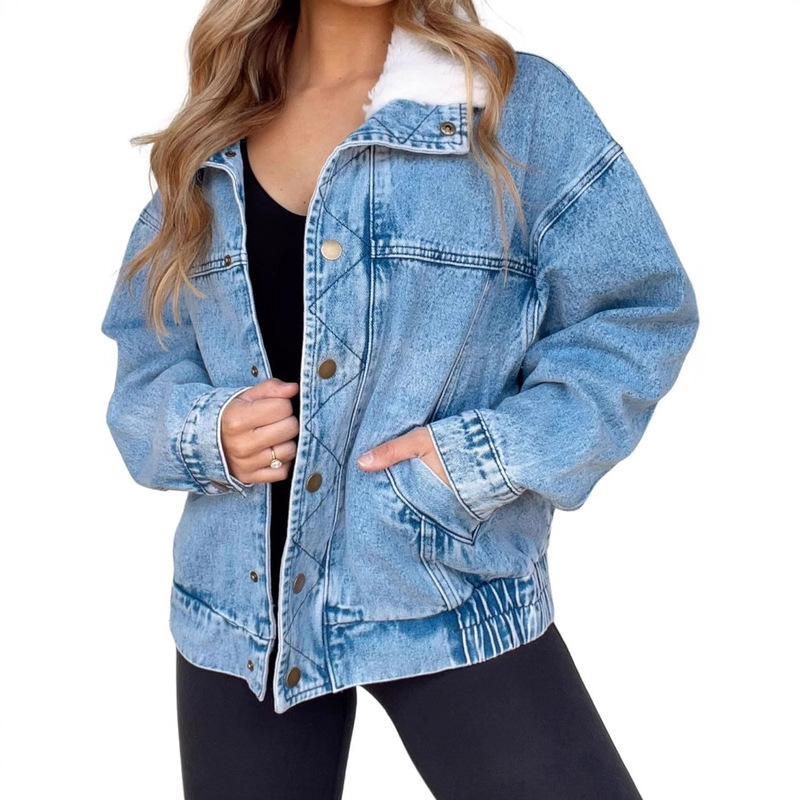 Cross-Border European and American Amazon Temu Women's Oversized Denim Jacket Women's Denim Jacket Autum Warm Jacket Jacket