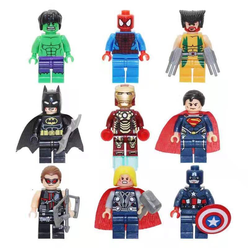 Cross-border wholesale of 9 hero building blocks, small particles, super-English toy bags, generation and distribution of non-floor JR001-009