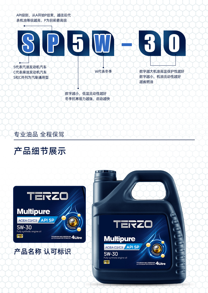 Taize Duochun 5W-30 Fully Synthetic Engine Oil Engine Lubricant High-Efficiency Energy-Saving Gasoline Engine Oil Sp Grade C3 1L
