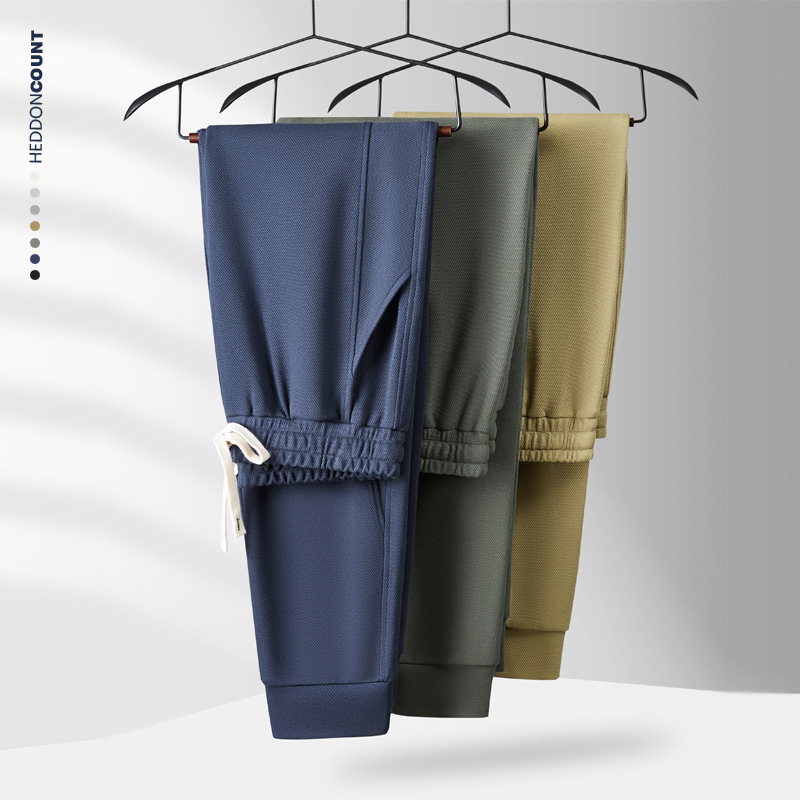 Men's Twisted Seam Jogger Pants - Relaxed Fit Drop-Crotch Trousers With Subtle Stretch (Navy/Black/Charcoal, 65% Cotton, 300GSM, Unisex Streetwear)_voghion.com