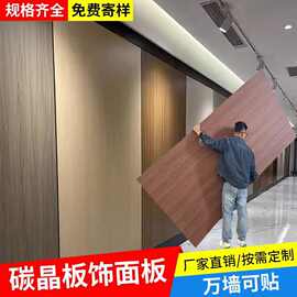 免漆碳晶板护墙板竹炭木金属板木饰面镜面冰火板竹木纤防撞墙板