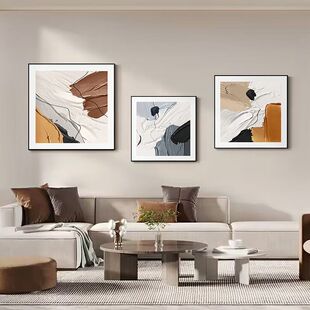 Hand-Painted Oil Painting Modern Minimalist Living Room Decorative Painting Triptych Texture Abstract Atmospheric Sofa Background Wall Hanging Painting
