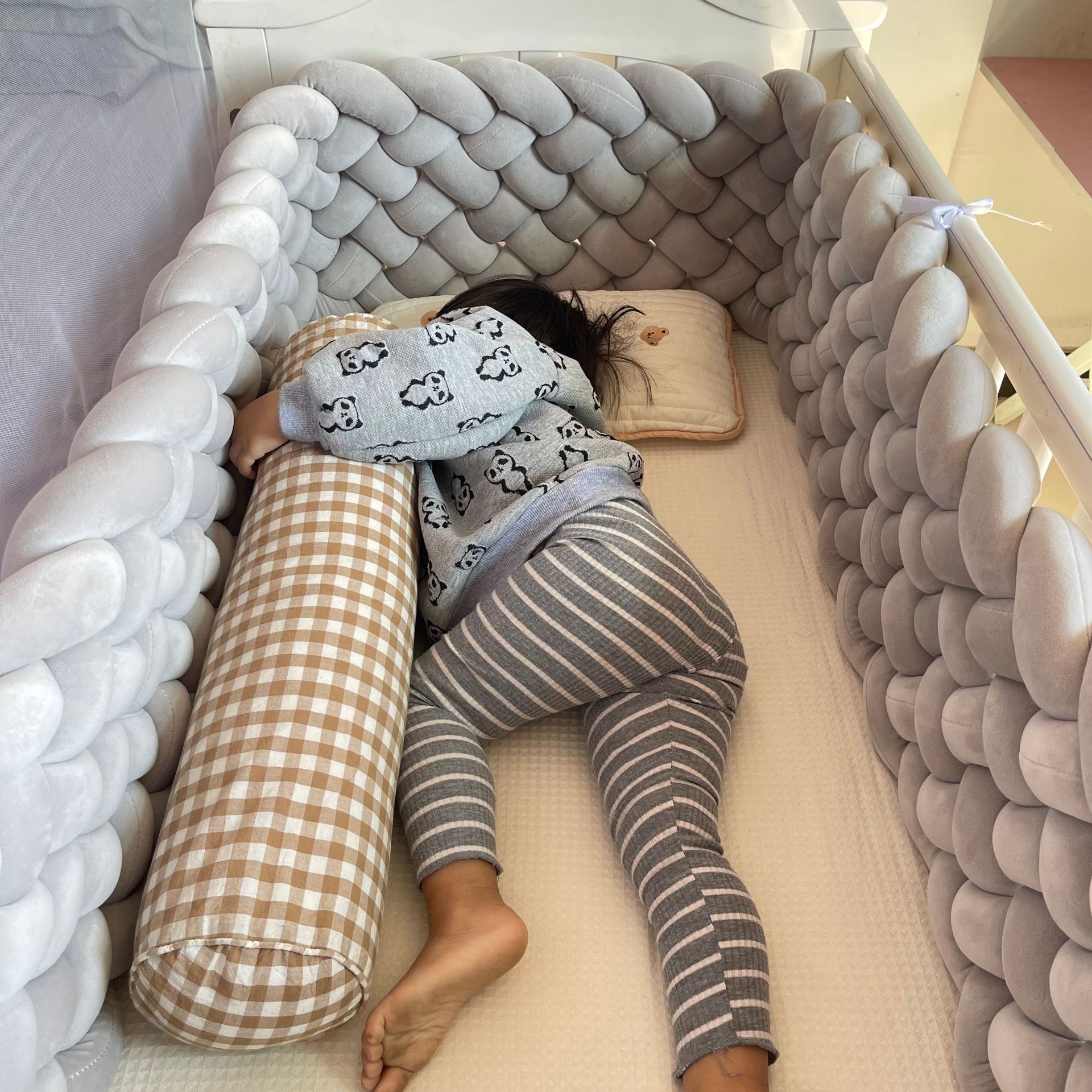 Twist bed circumference 8 strands of high diy woven bed by baby bed stitching anti-collision soft bag ins wind bed decoration