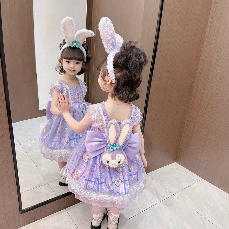 Children's summer small princess costume, short sleeve dress, girl's skirt, Lolita style, tutu skirt